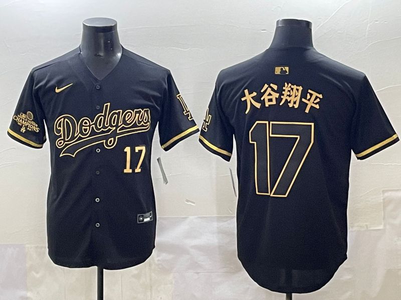 Men 2025 Los Angeles Dodgers #17 Ohtani Black Gold Five generations Nike MLB Jersey style 2->los angeles dodgers->MLB Jersey